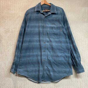 Woolrich Mens Blue Denim Striped Long Sleeve Button Up Eclectic Grandpa Shirt XL